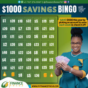 $1000 Saving BINGO - Finance Focus